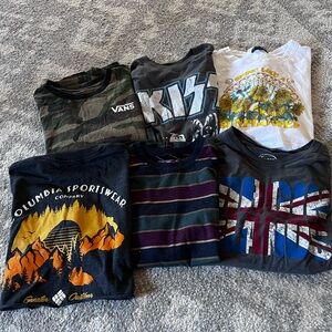 5 Band T Shirt Oversized Cropped Columbia Vans Skater Punk Rock S M Stripes Camo